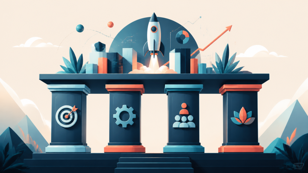 Four strategic pillars supporting sustainable growth for tech entrepreneurs.